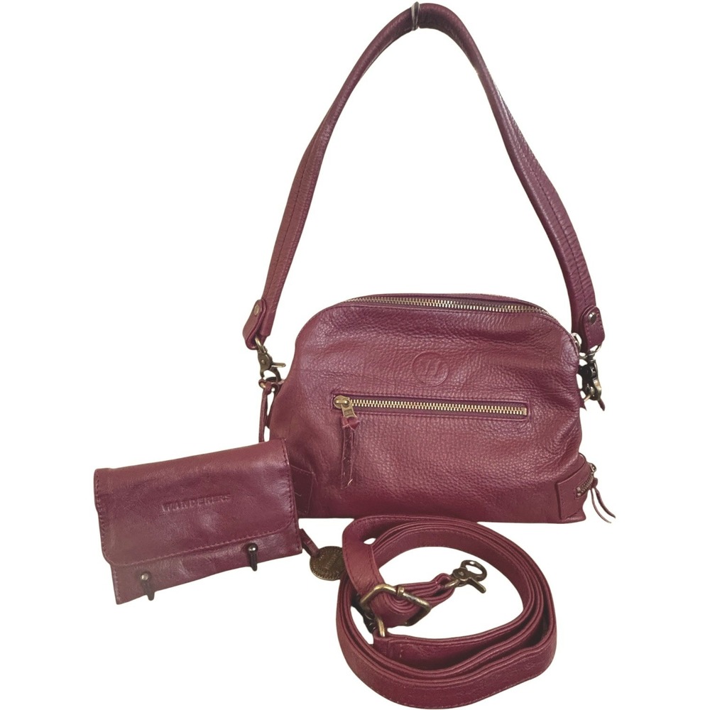 Wanderers Travel Co Plum Leather Convertible Crossbody Shoulder Bag with Wallet